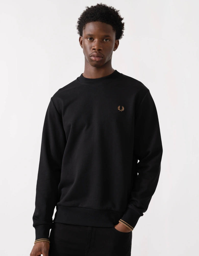 Mens Crew Neck Sweatshirt - Black/Shaded Stone/Shaded Stone S77