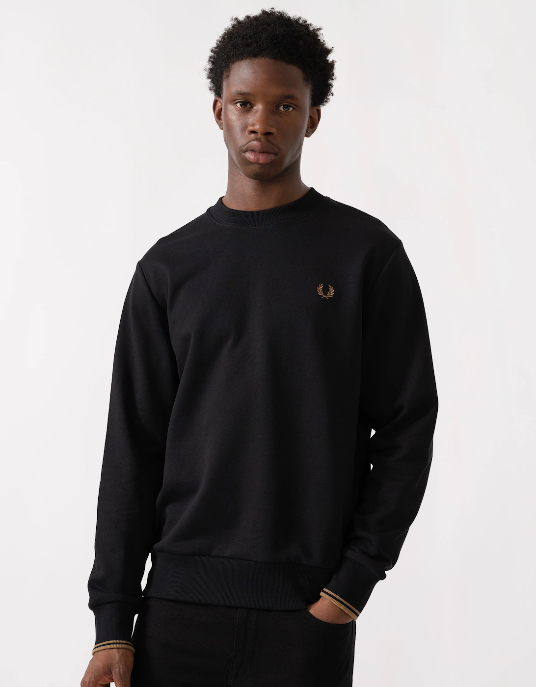 Mens Crew Neck Sweatshirt - Black/Shaded Stone/Shaded Stone S77, 2 of 1