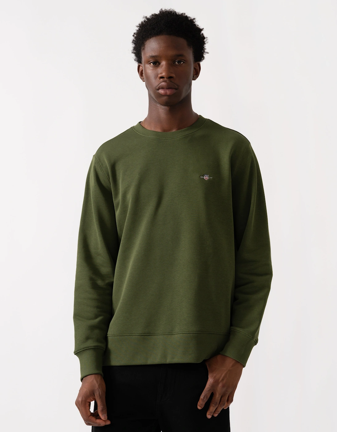 Mens Regular Fit Shield Logo Crew Neck Sweatshirt - 360 Country Green, 2 of 1