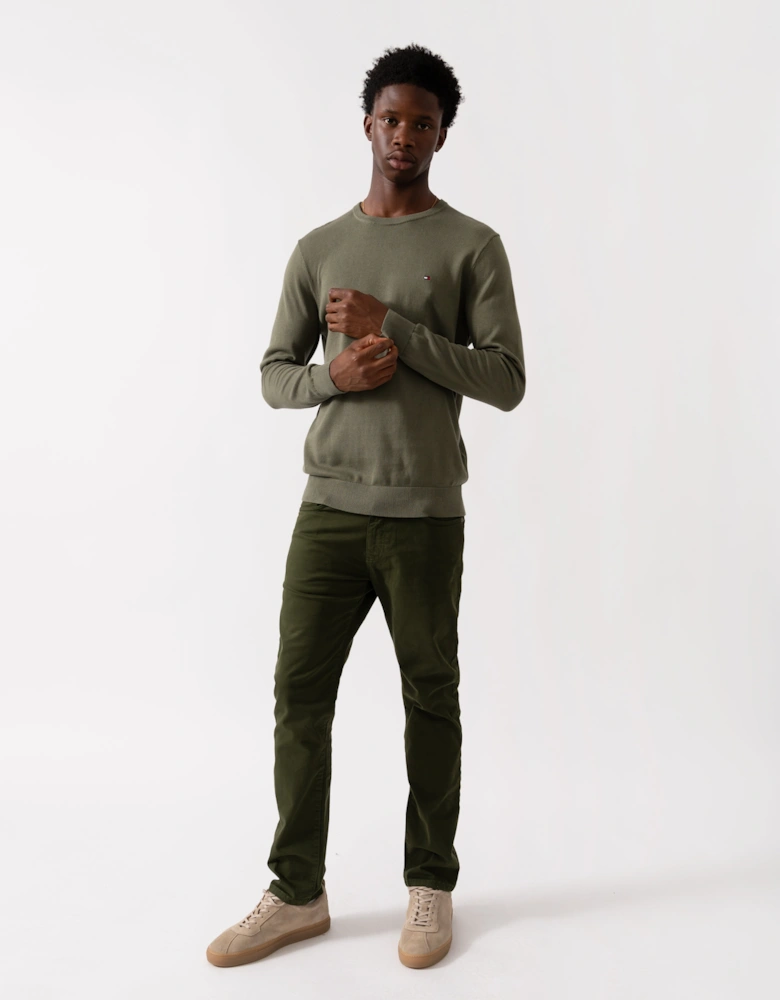 Essential Cotton Crew Neck Mens Sweatshirt - Battle Green