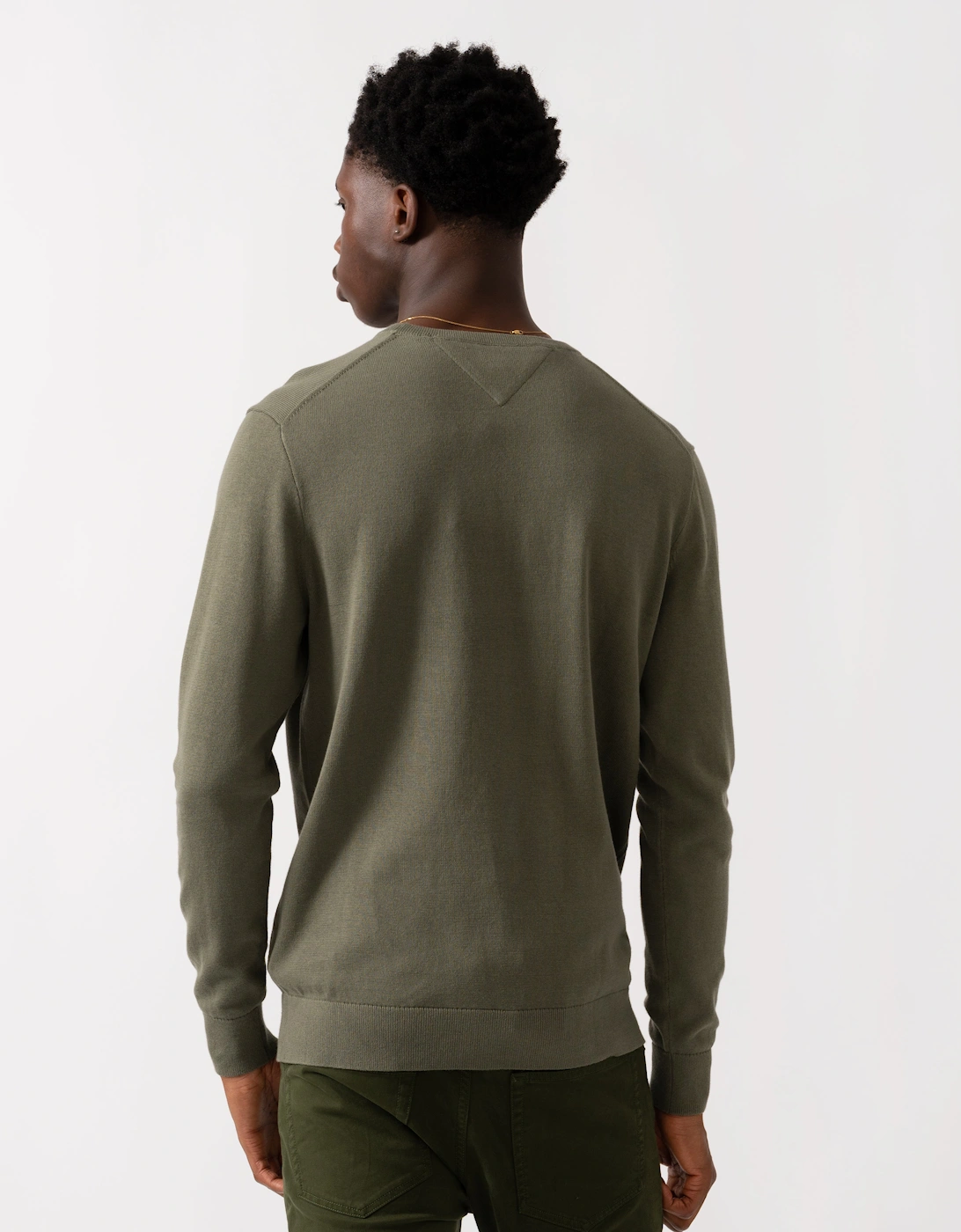 Essential Cotton Crew Neck Mens Sweatshirt - Battle Green