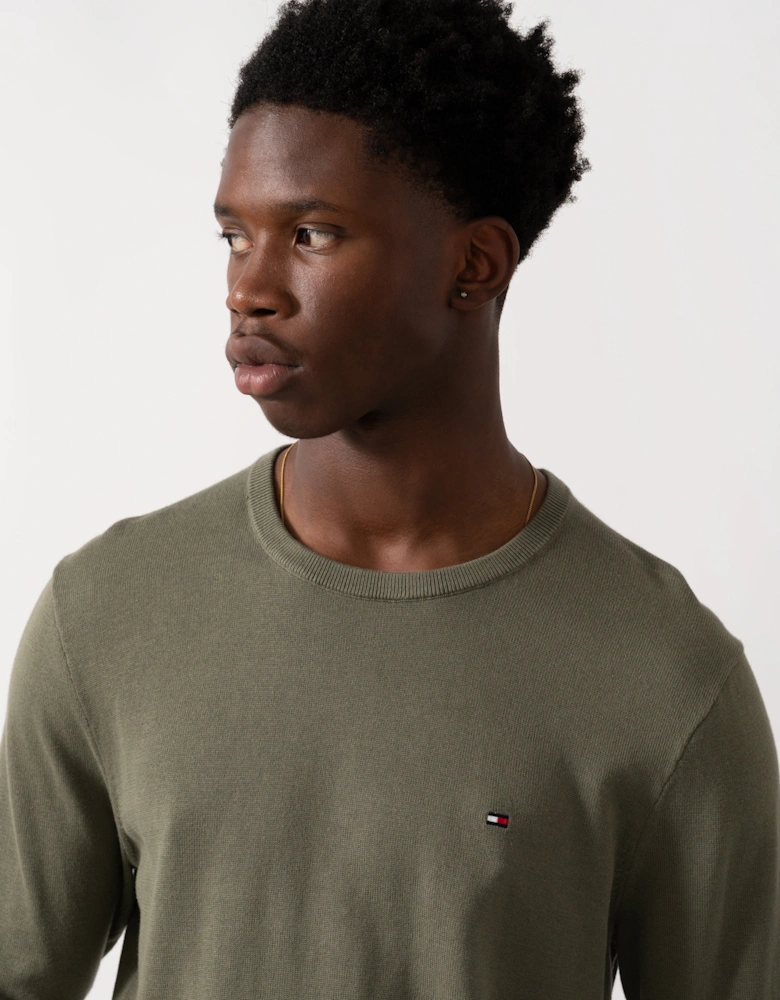 Essential Cotton Crew Neck Mens Sweatshirt - Battle Green
