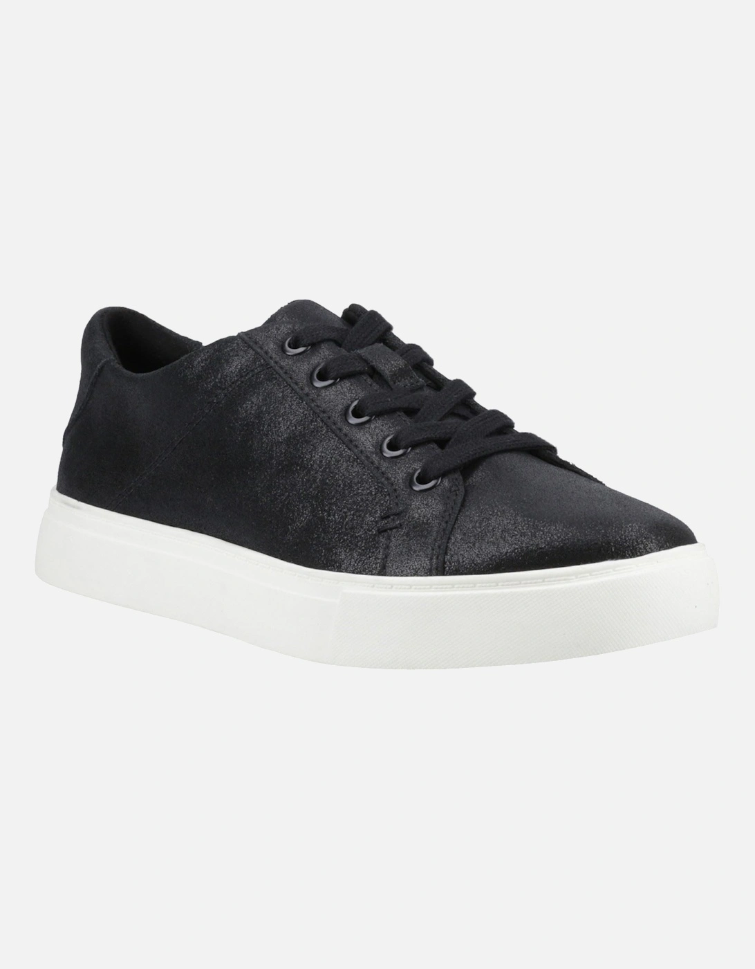 Kameron Lace-Up Leather Women's Black Metallic Trainers, 6 of 5