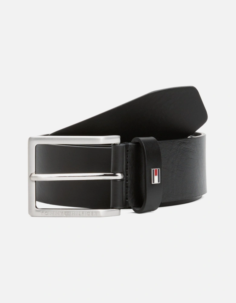 Adan Tonal Square Buckle Mens Leather Belt - Black