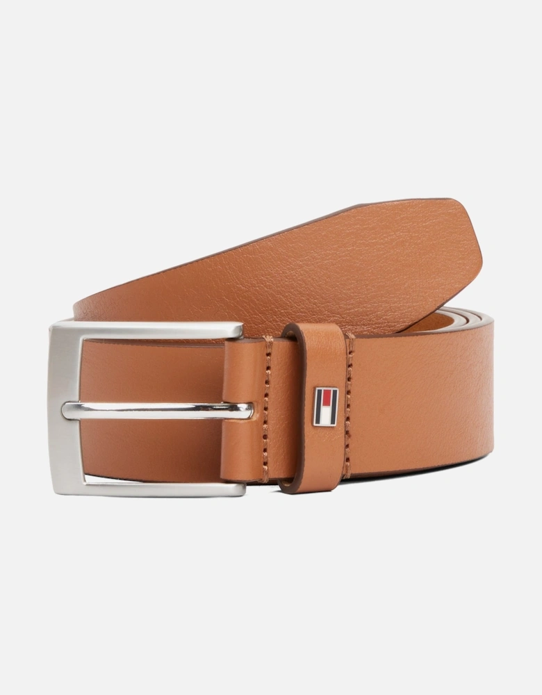 Adan Tonal Square Buckle Mens Leather Belt - Cognac