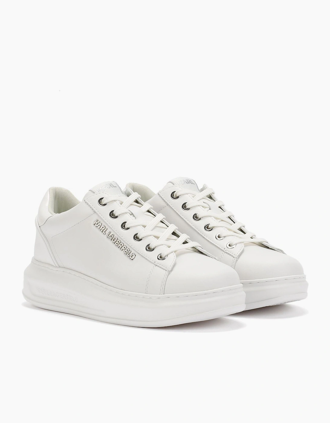 Women's Karl Lagerfeld Kapri NFT Kounter Leather Women's White Trainers - Size: 4