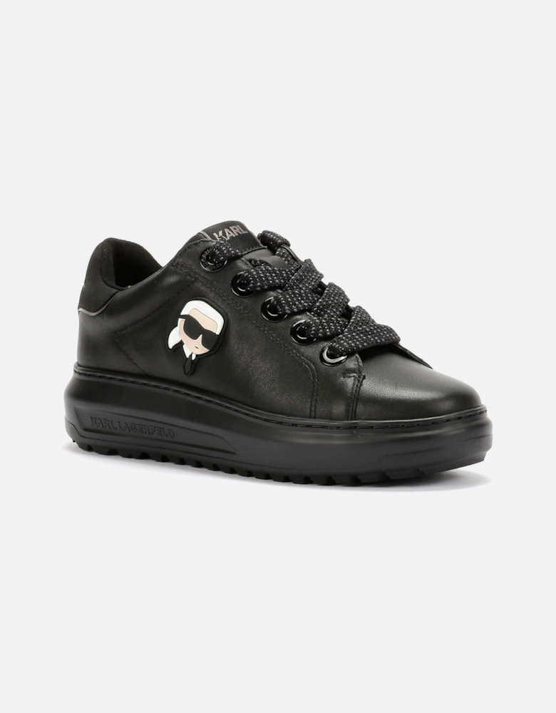 Kapri Lug Karl NFT Lo Lace Leather Women's Black Trainers