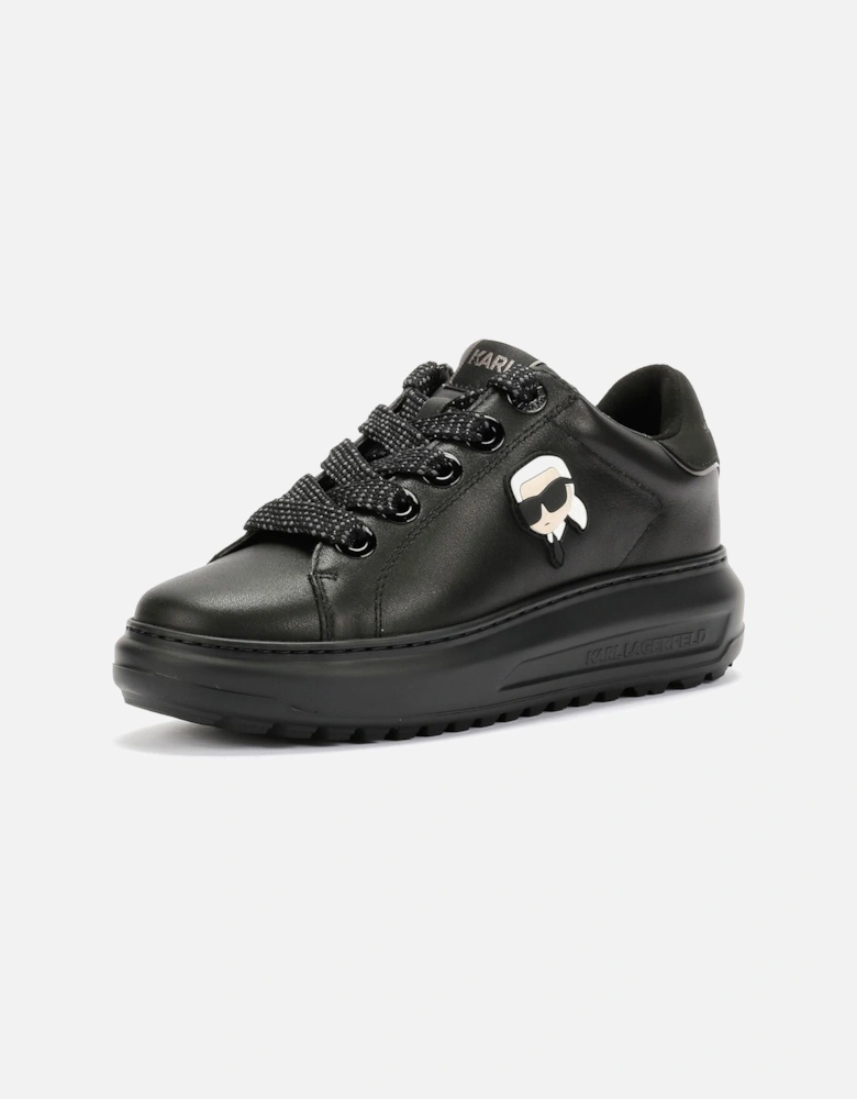 Kapri Lug Karl NFT Lo Lace Leather Women's Black Trainers