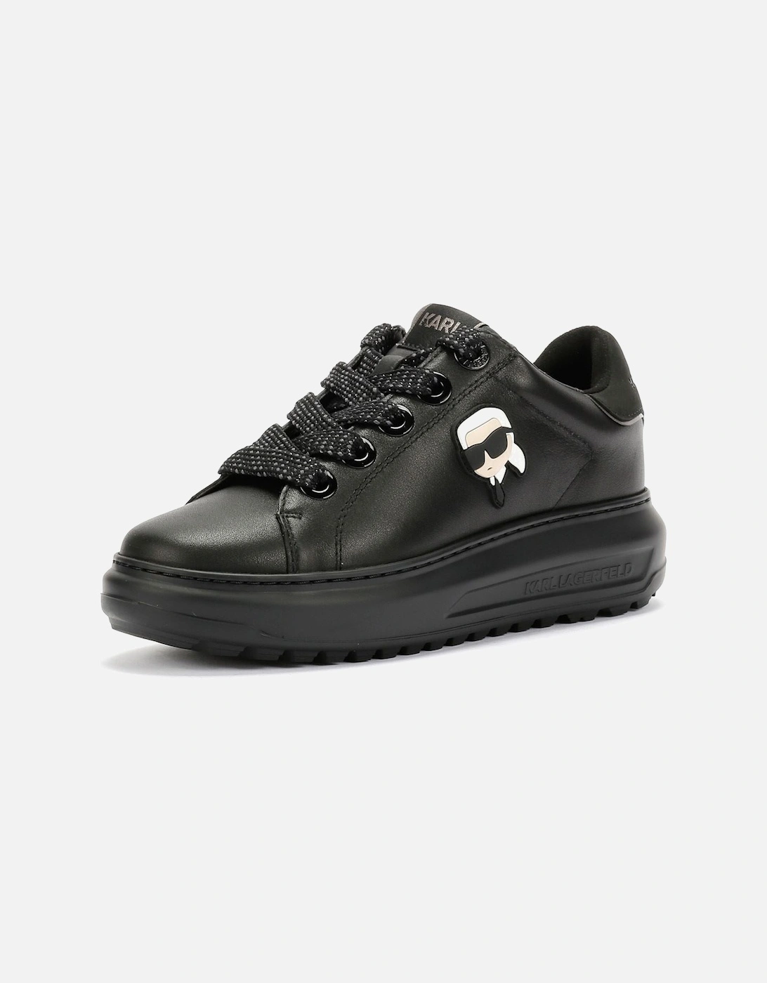 Kapri Lug Karl NFT Lo Lace Leather Women's Black Trainers