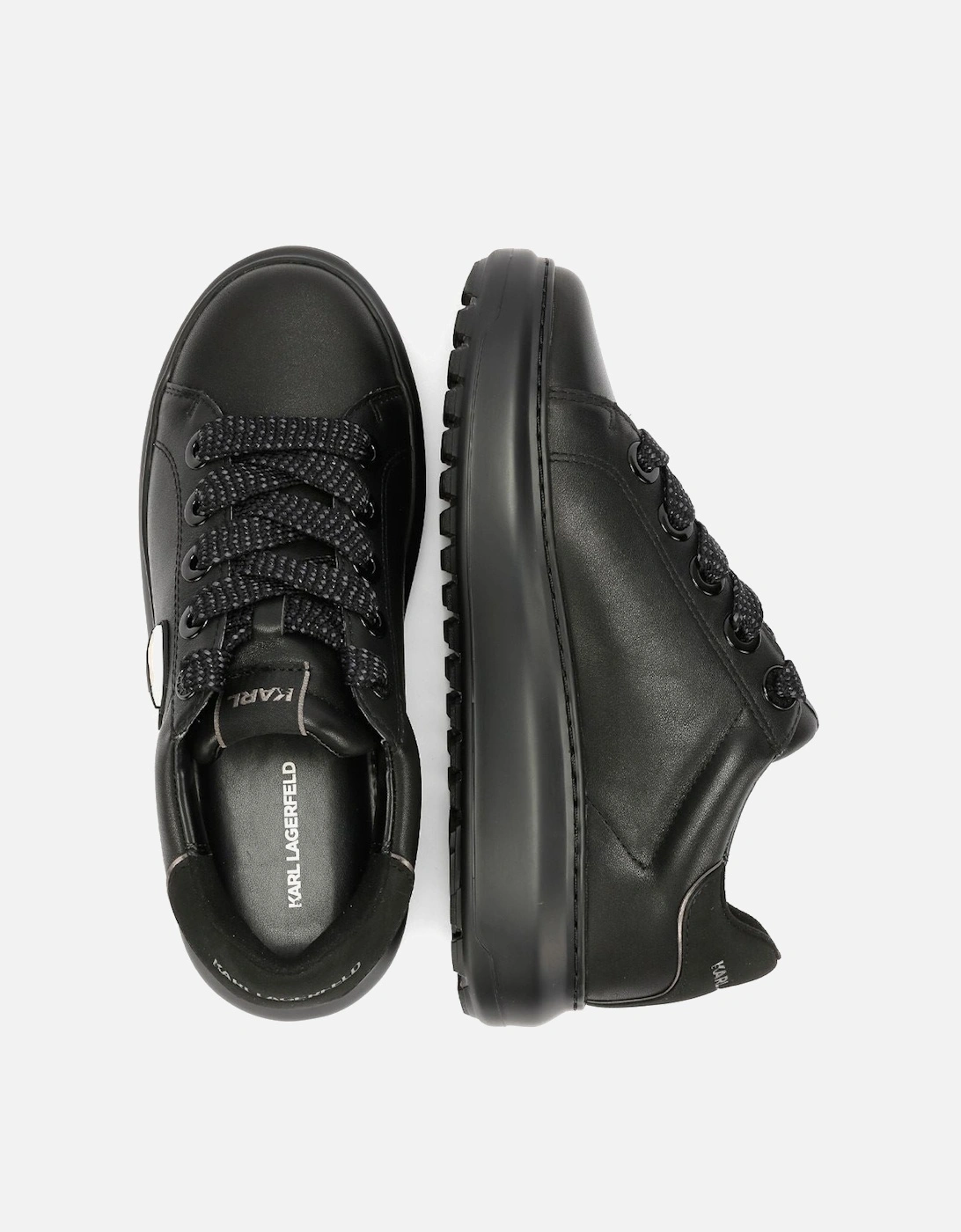 Kapri Lug Karl NFT Lo Lace Leather Women's Black Trainers