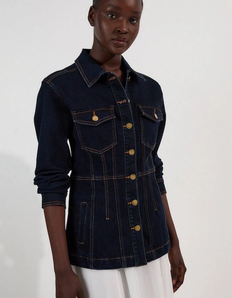 Denim Corset Waist Detail Jacket