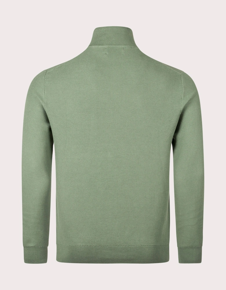 Quarter Zip Contrast Logo Knit Jumper