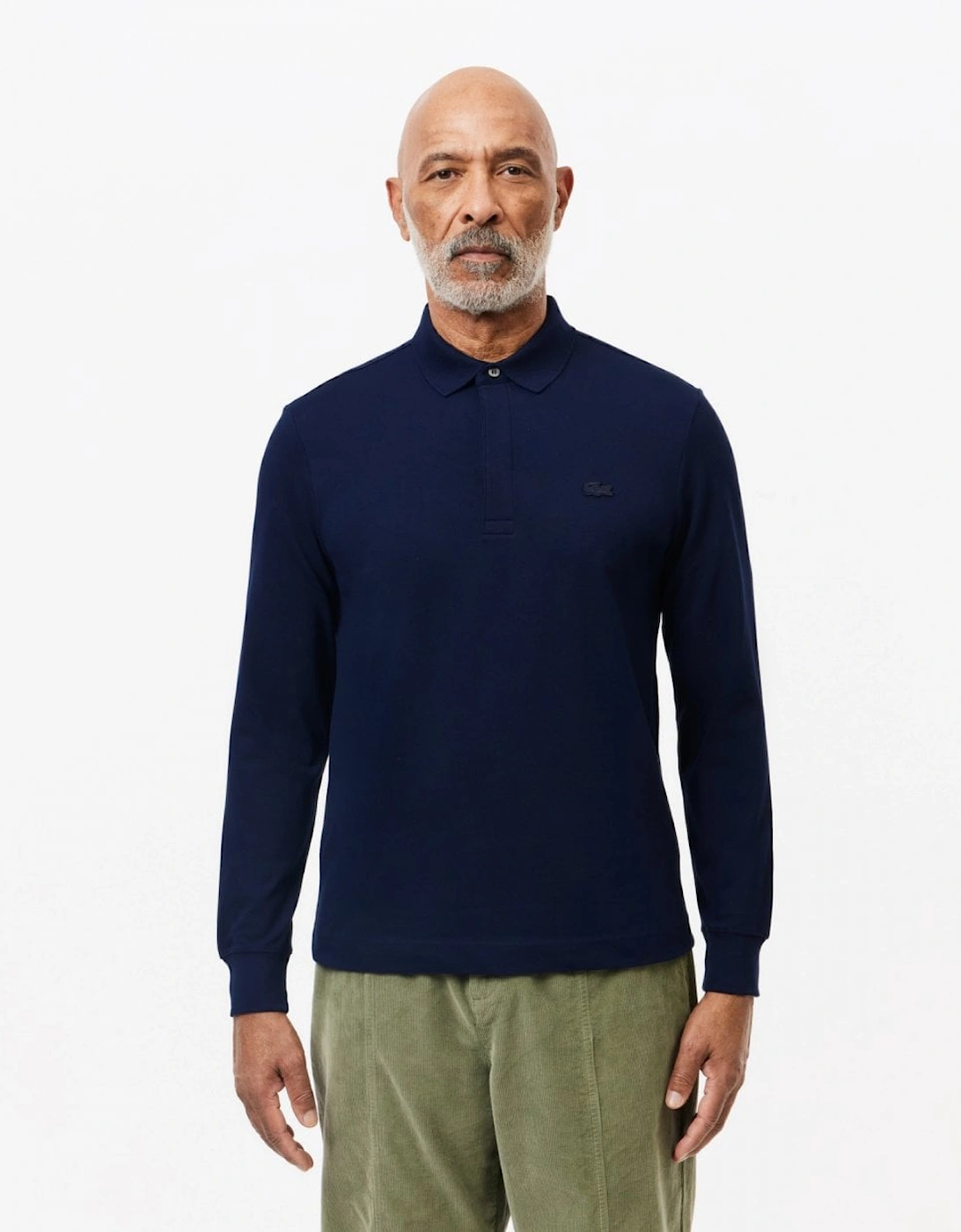 Men's Lacoste Mens Long Sleeve Polo - Midnight Blue 166 - Navy - Size, 44