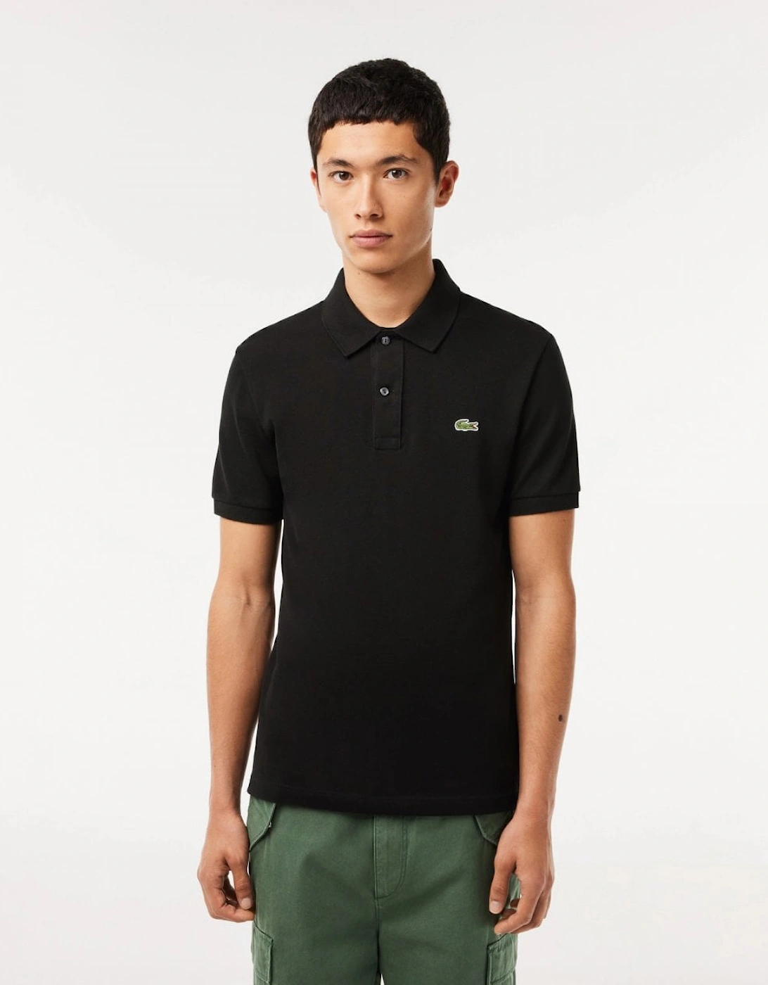 Men's Lacoste Mens Original L.12.12 Slim Fit Petit Piqué Cotton Polo Shirt - Black 031 - Size: 40
