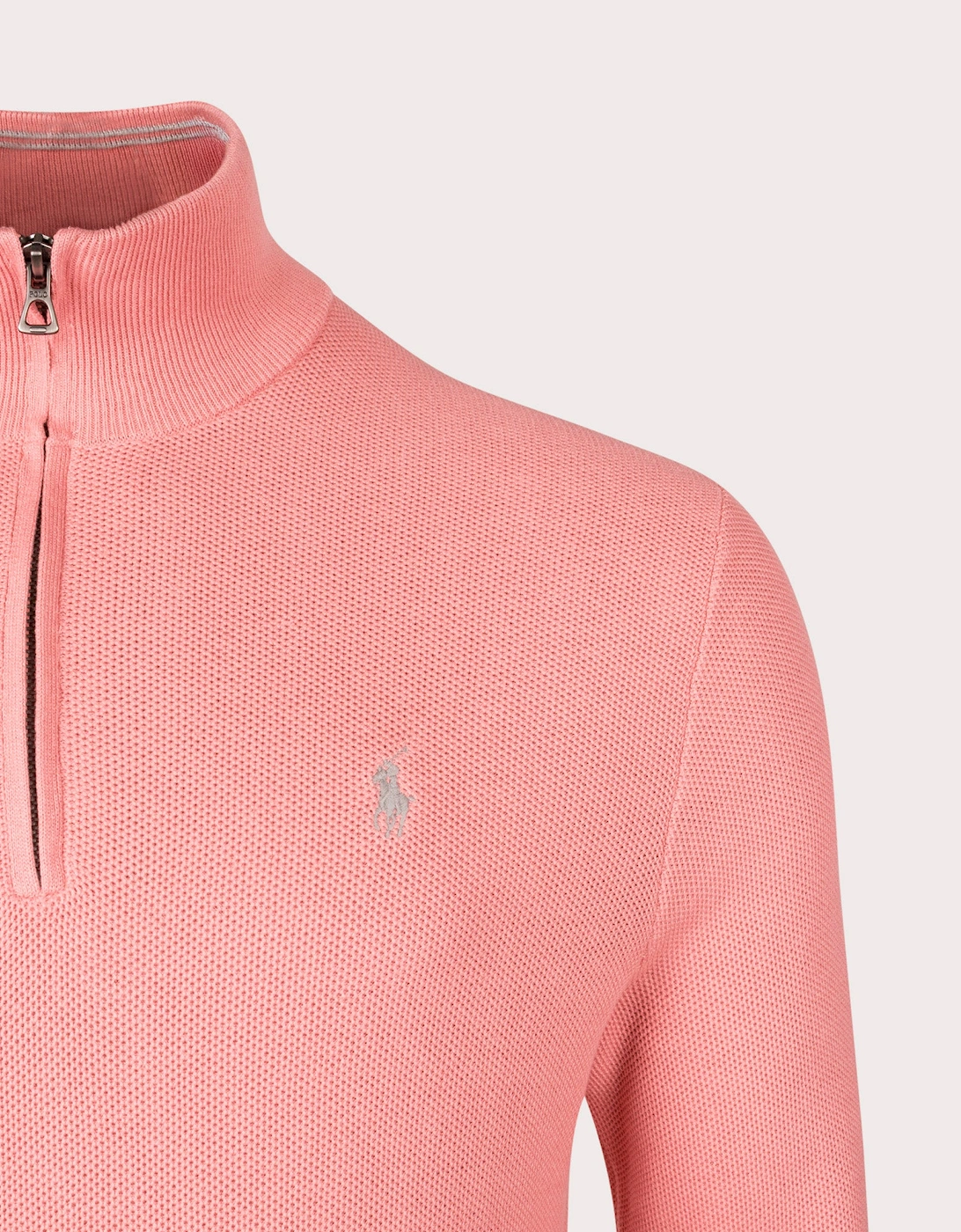 Quarter Zip Contrast Logo Knit Jumper