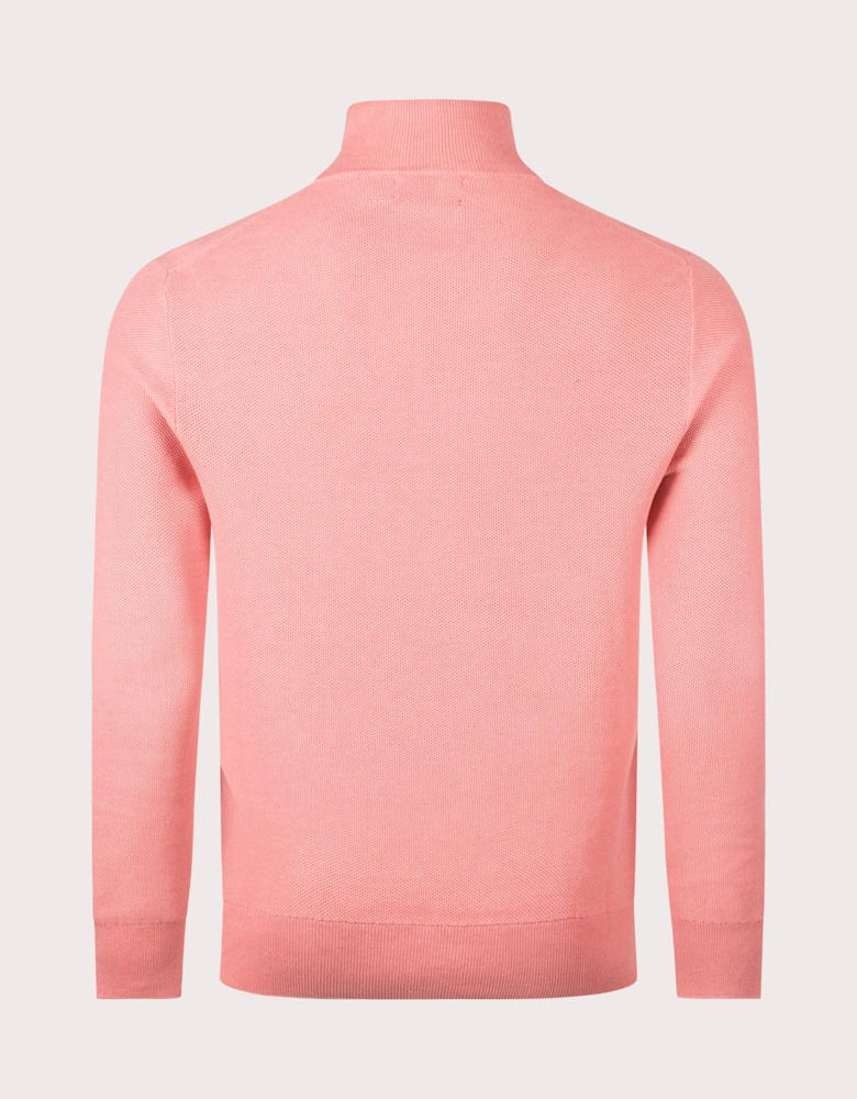 Quarter Zip Contrast Logo Knit Jumper