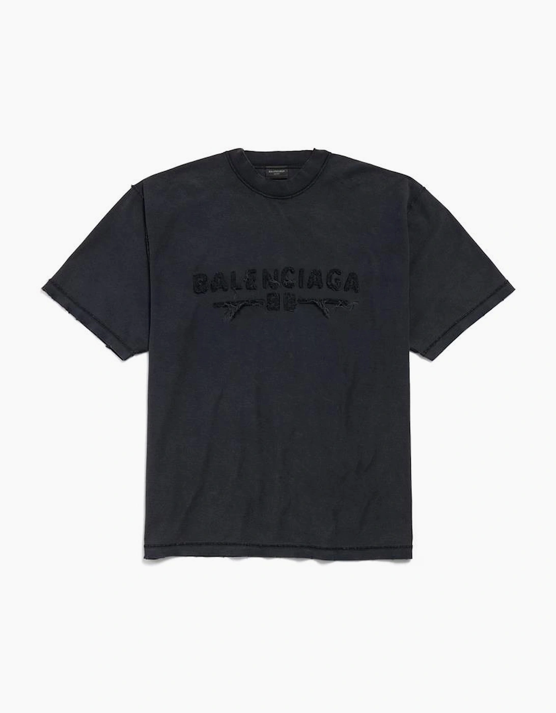 Balenciaga Men's Black Logo Patch Inside-Out T-Shirt  - Size 38