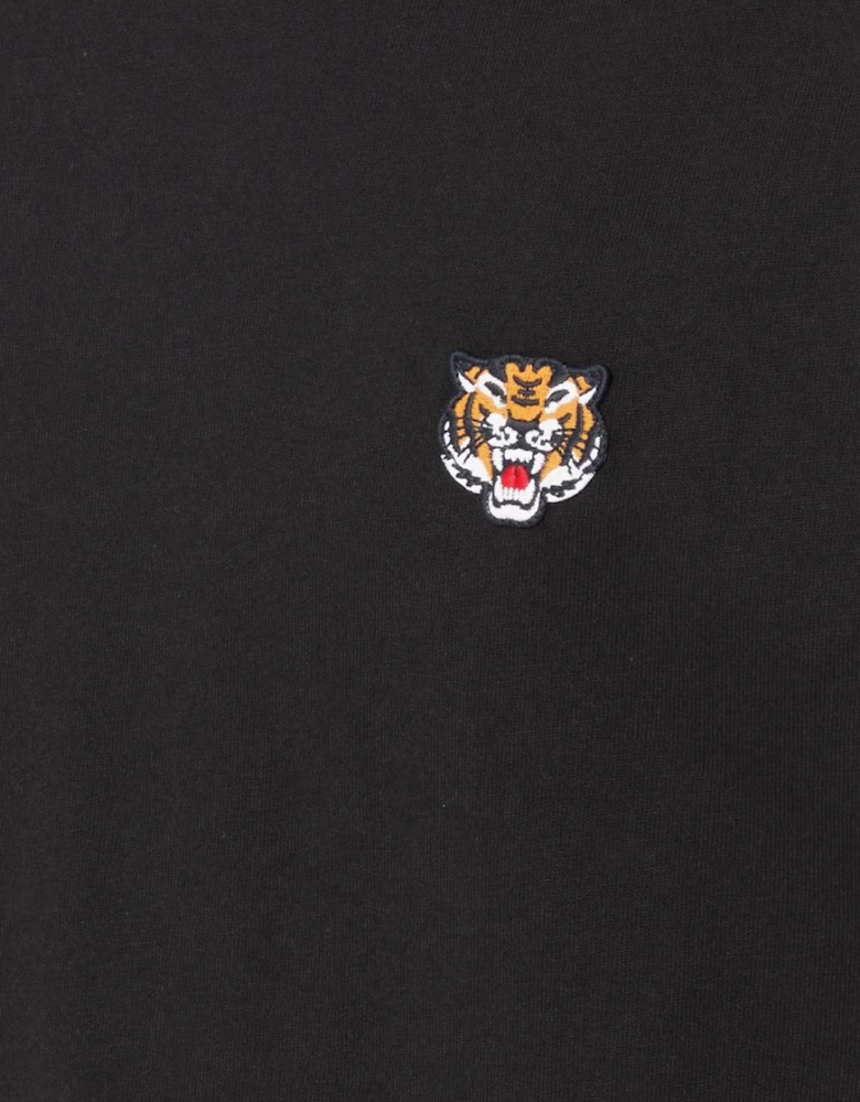 Lucky Tiger Embroidered Crest T-Shirt in Black