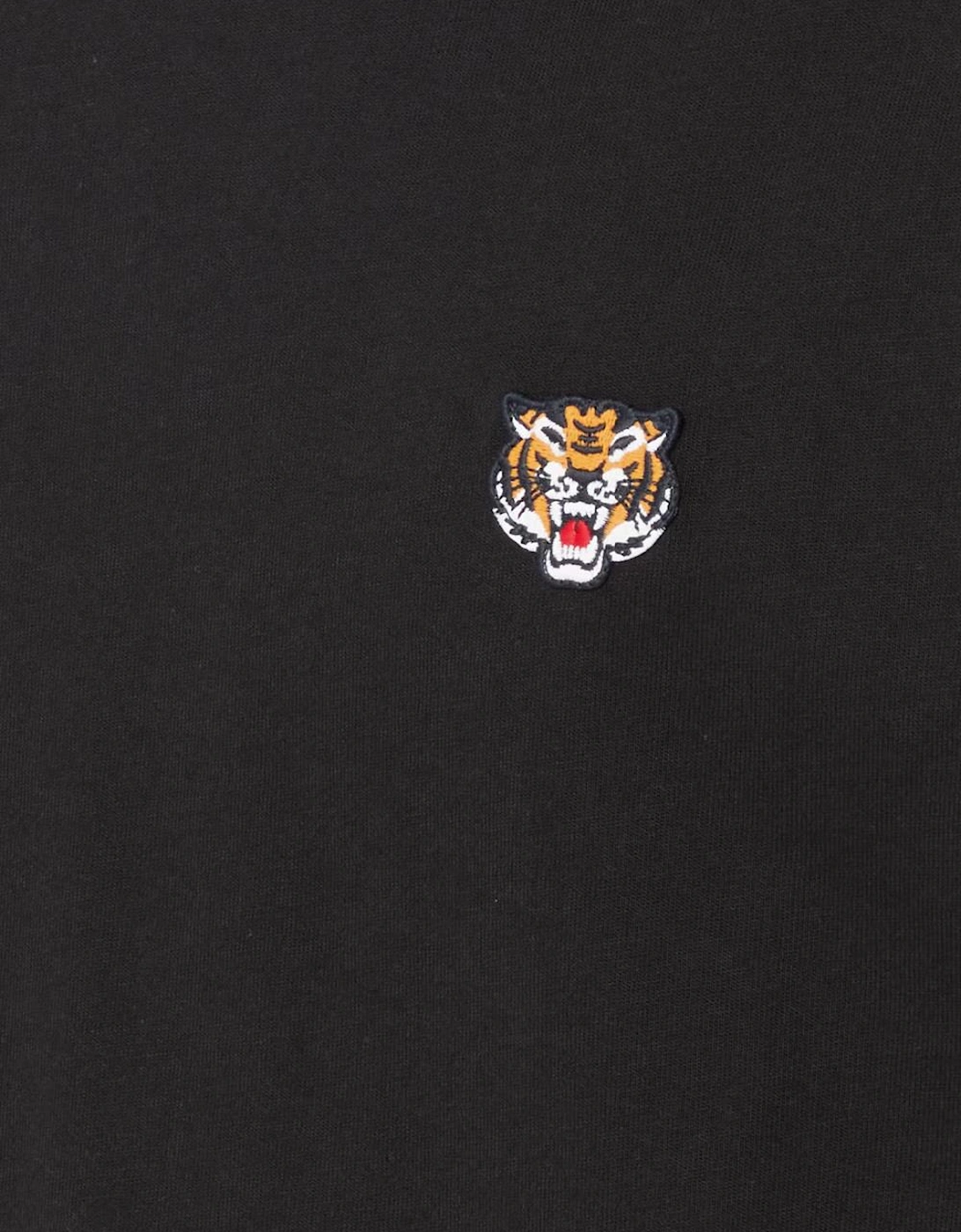 Lucky Tiger Embroidered Crest T-Shirt in Black