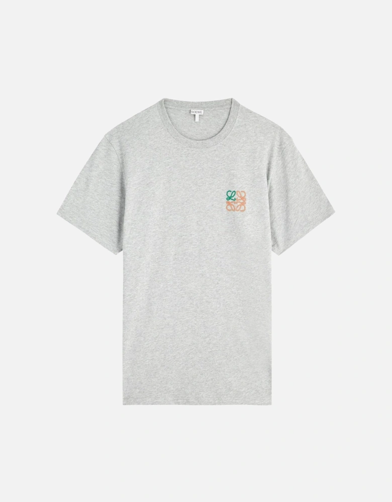 Anagram Embroidered T-Shirt in Grey Melange