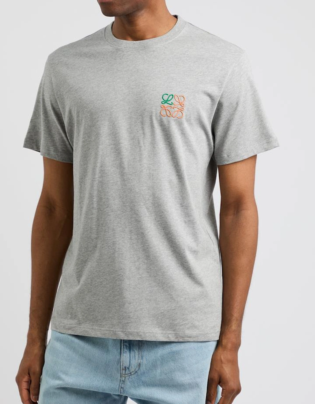 Anagram Embroidered T-Shirt in Grey Melange