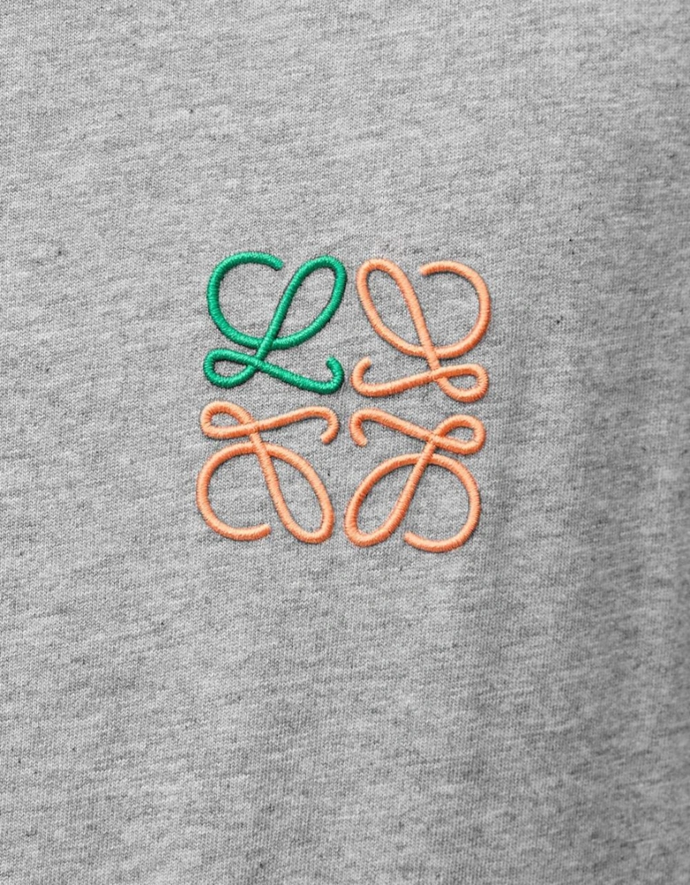 Anagram Embroidered T-Shirt in Grey Melange