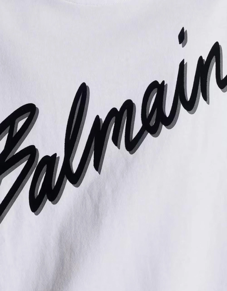 Flocked Letter Logo T-Shirt in White