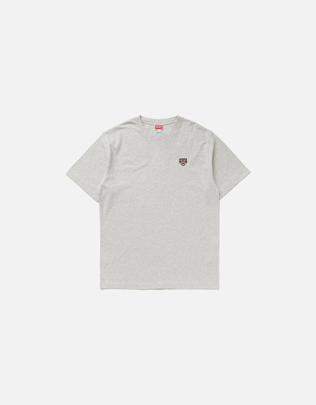 Lucky Tiger Embroidered Crest T-Shirt in Pale Grey, 3 of 2