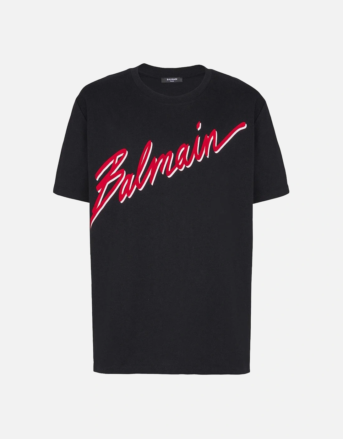 Flocked Red Letter Logo T-Shirt in Black, 3 of 2