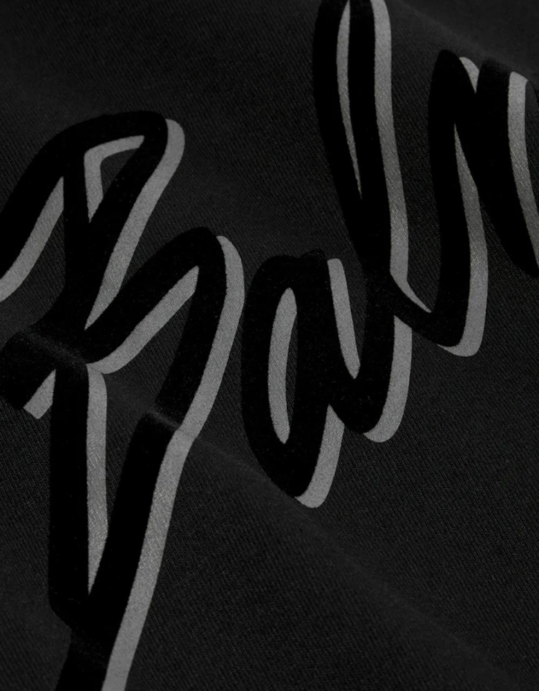 Flocked Black Letter Logo T-Shirt in Black