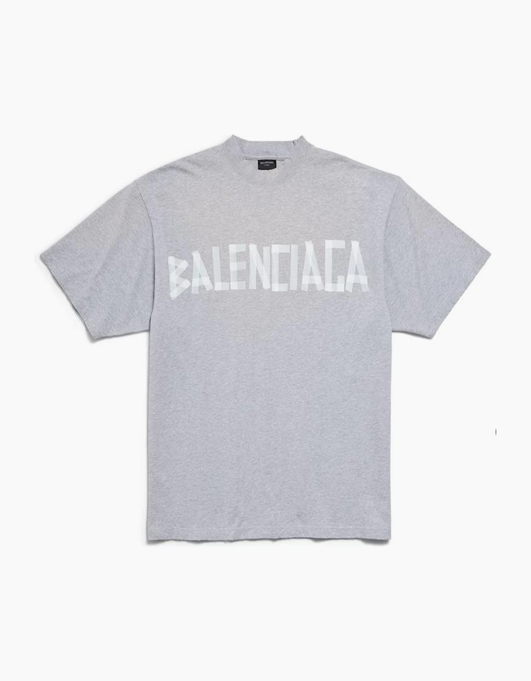 Balenciaga Men's Grey Taped Logo T-Shirt In - Size: 42