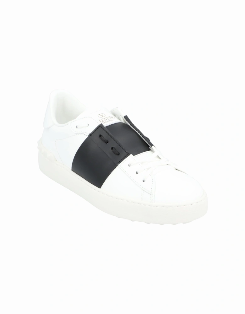 Leather Lace-Up Sneakers with Rubber Sole and Stud Detail