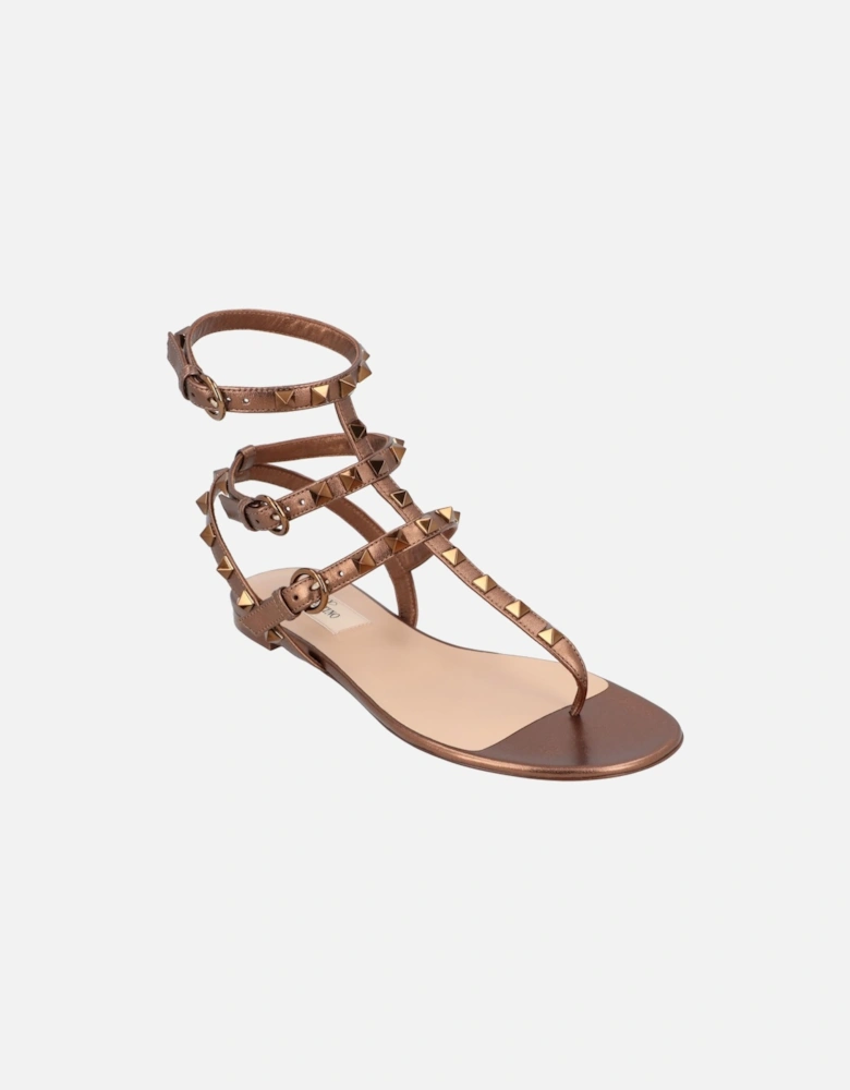 Thong Style Sandals with Ankle Strap and Stud Details