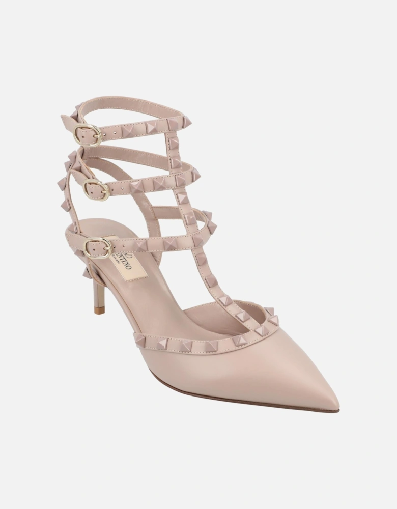Elegant Pointed Toe Pumps with Straps and Studded Detailing
