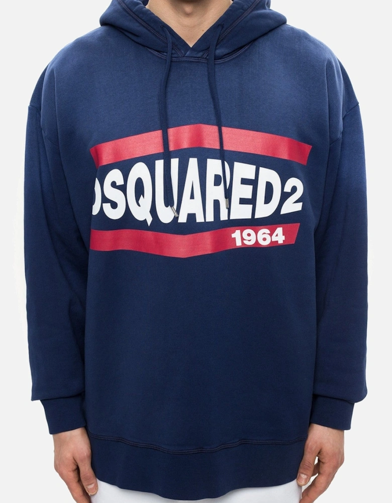 Printed Hooded Sweatshirt with Long Sleeves and Round Neck