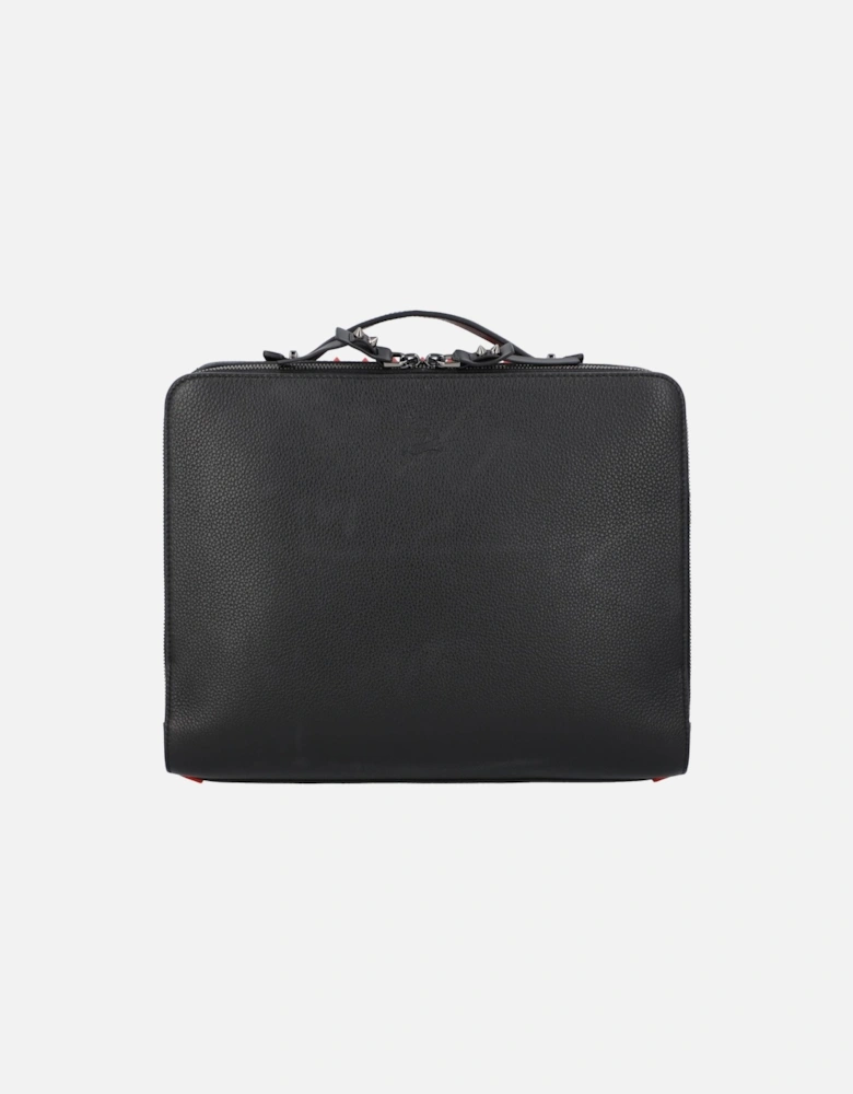 Textured Leather Document Holder with Zipper and Top Handle