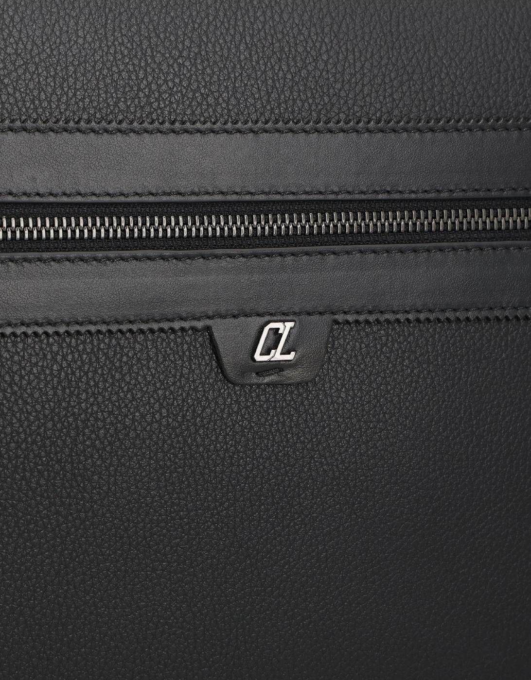 Textured Leather Document Holder with Zipper and Top Handle