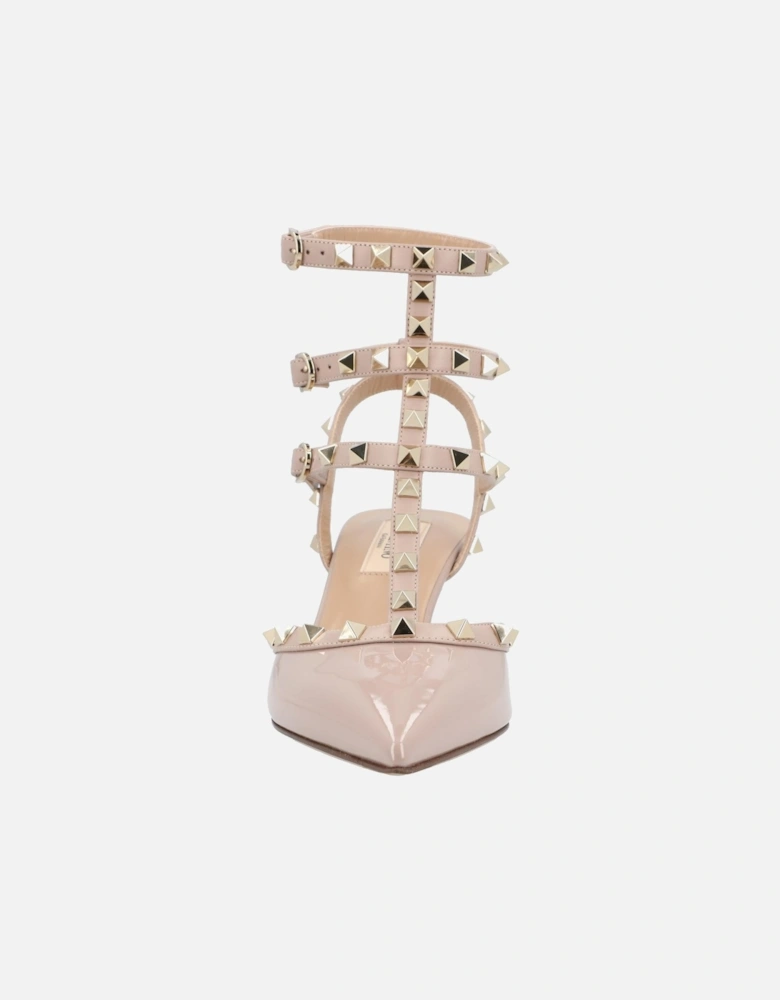 Studded Pointed Toe Stiletto Heel Court Shoes with Ankle Straps