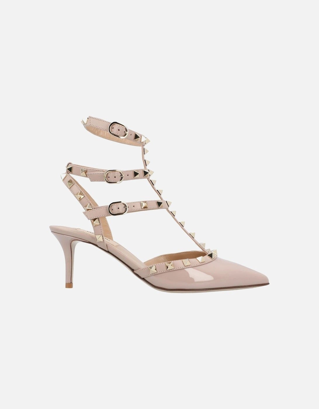 Studded Pointed Toe Stiletto Heel Court Shoes with Ankle Straps