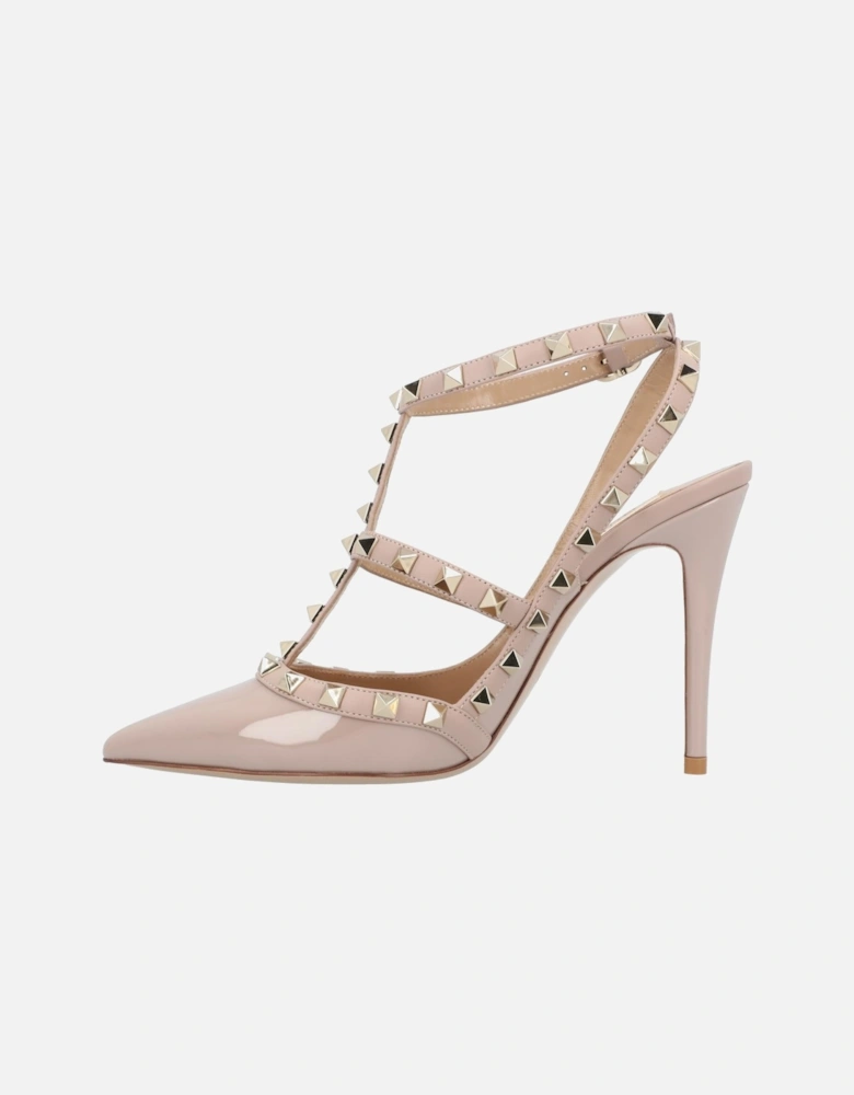 Elegant Pointed Toe Pumps with Ankle Strap and Studded Detailing