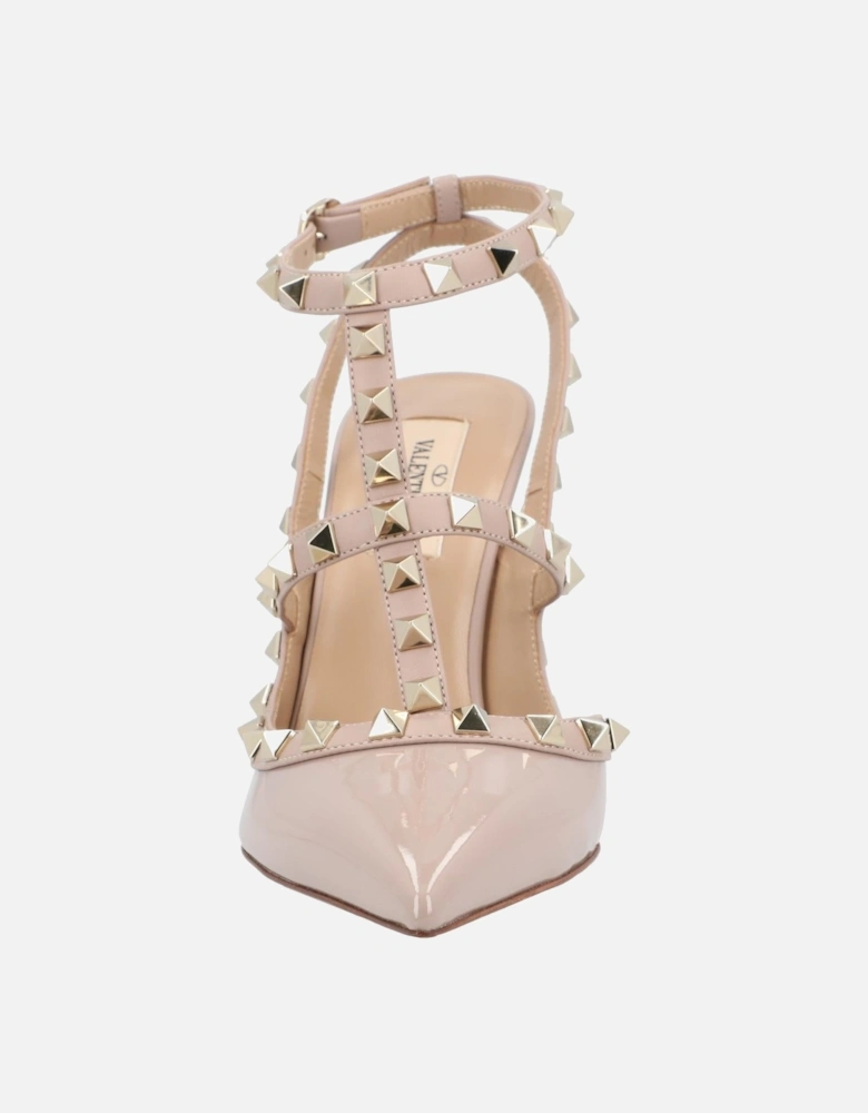 Elegant Pointed Toe Pumps with Ankle Strap and Studded Detailing