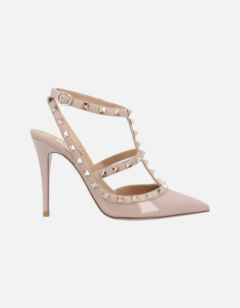 Elegant Pointed Toe Pumps with Ankle Strap and Studded Detailing