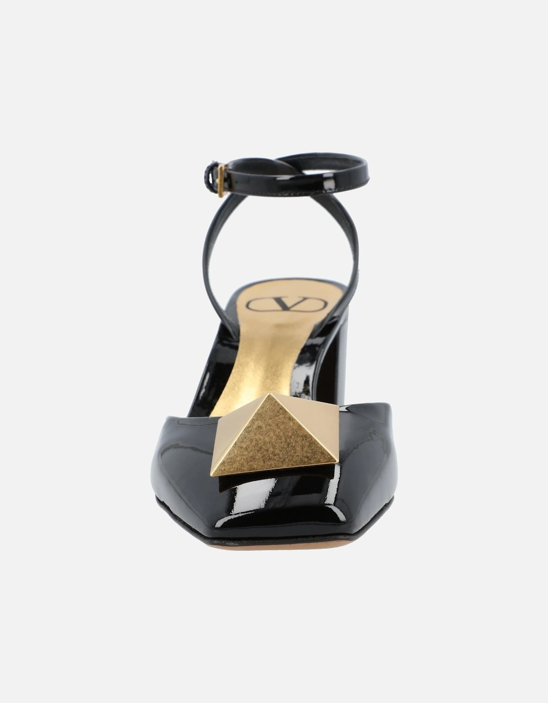 Women's Ankle Strap Heel Shoes with Block Heel and Pyramid Stud Detail