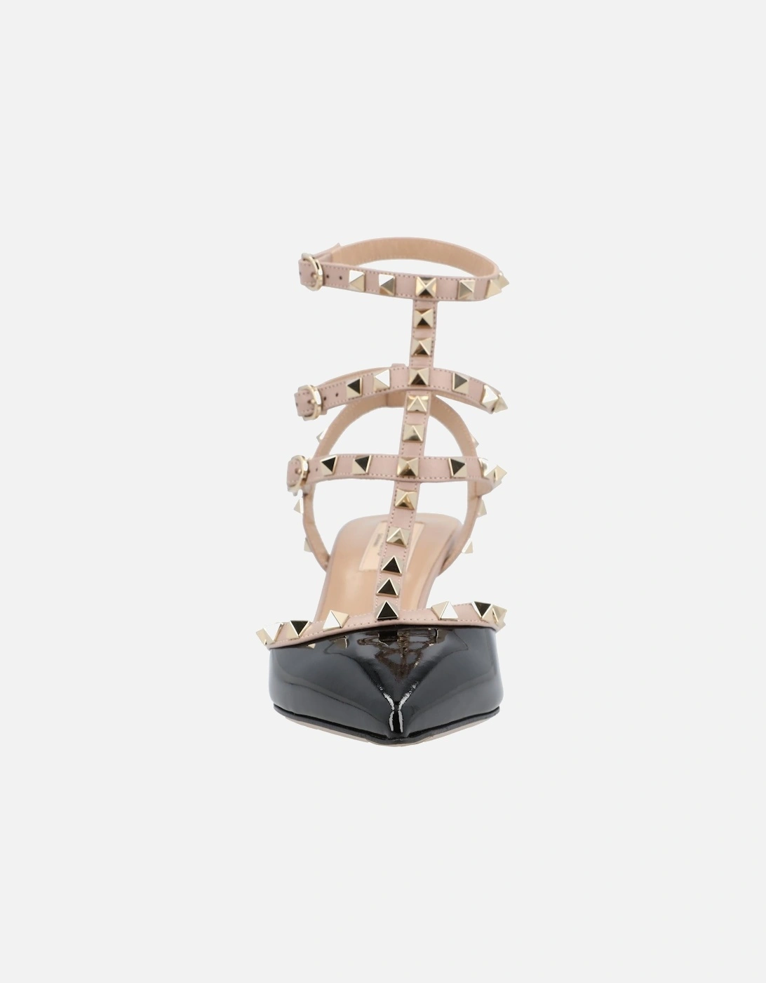 Elegant Pointed Toe Court Shoes with Ankle Straps and Studded Detail