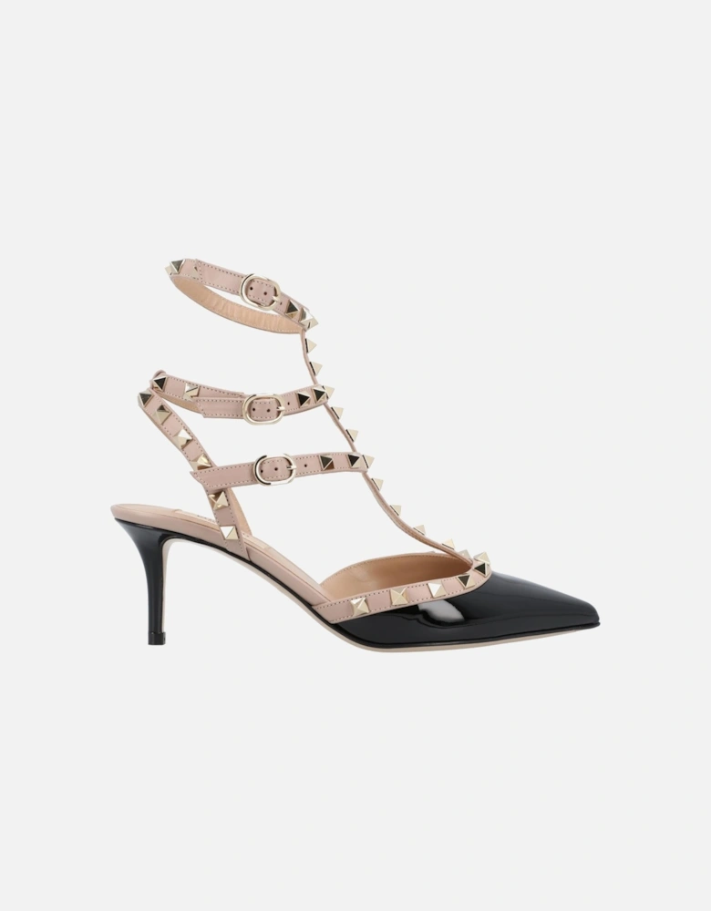 Elegant Pointed Toe Court Shoes with Ankle Straps and Studded Detail