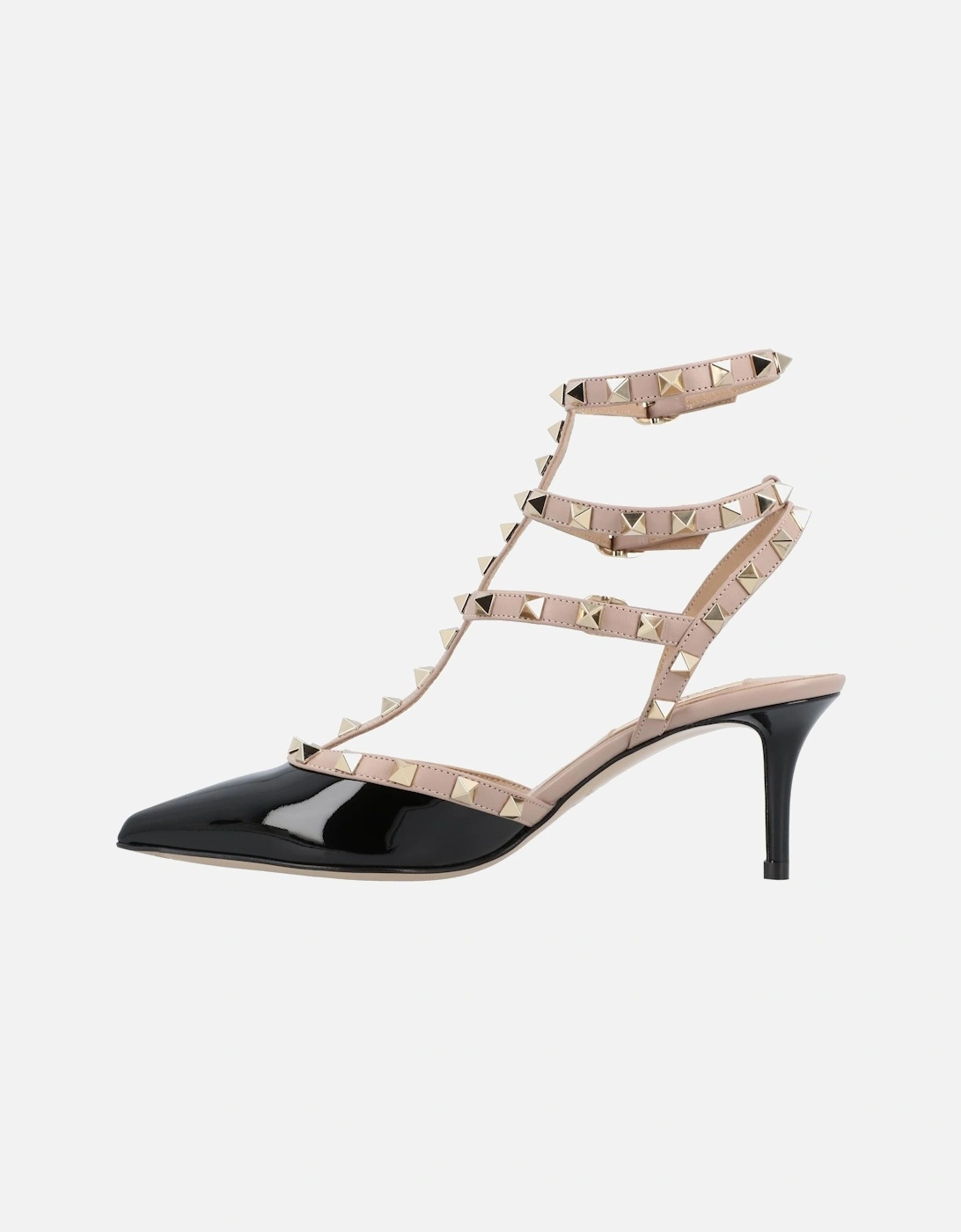 Elegant Pointed Toe Court Shoes with Ankle Straps and Studded Detail
