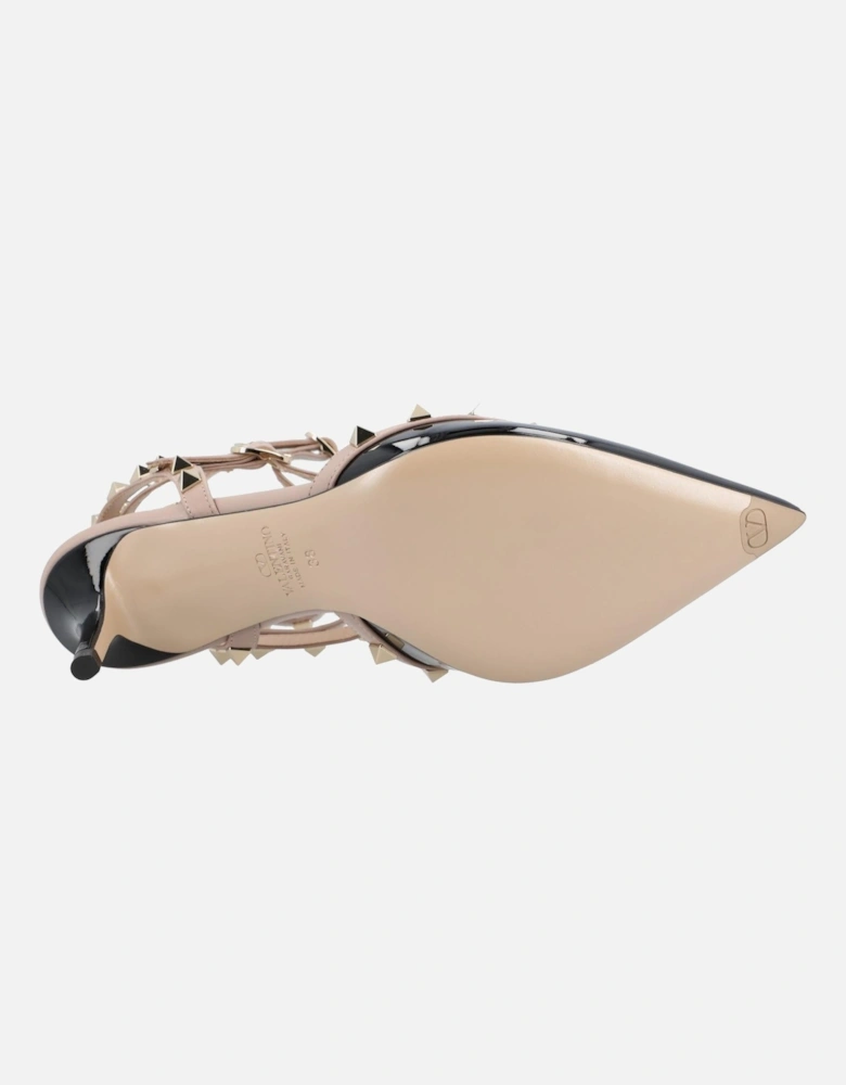 Elegant Pointed Toe Court Shoes with Ankle Straps and Studded Detail