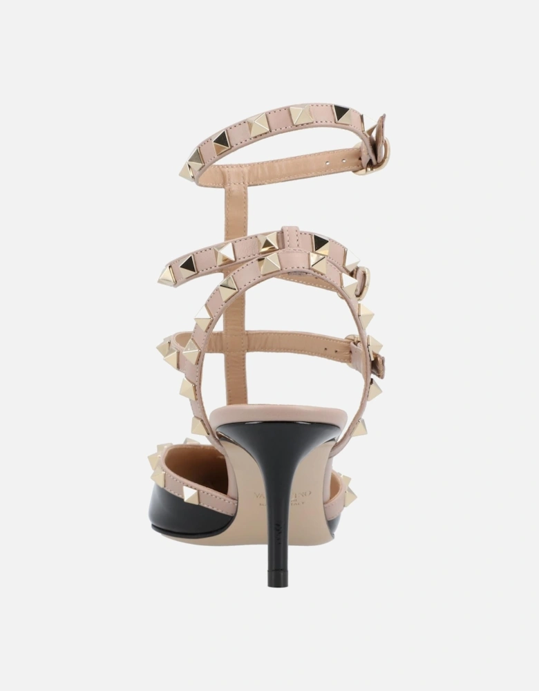 Elegant Pointed Toe Court Shoes with Ankle Straps and Studded Detail