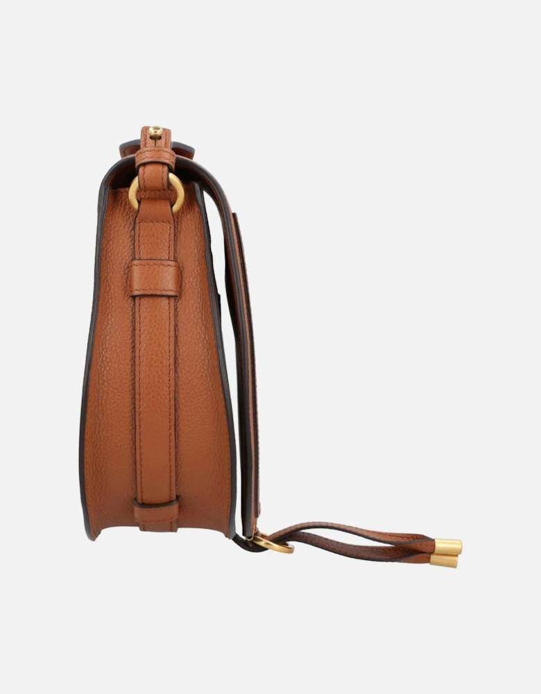 Textured Leather Shoulder Bag with Adjustable Strap and Flap Closure