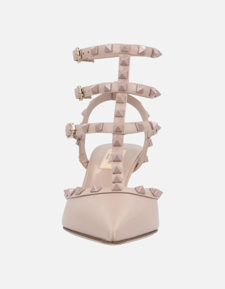 Elegant Pointed Toe Pumps with Straps and Studded Detailing